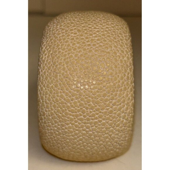 Wide Beige Stingray Leather Cuff Bracelet - Picture 3 of 6